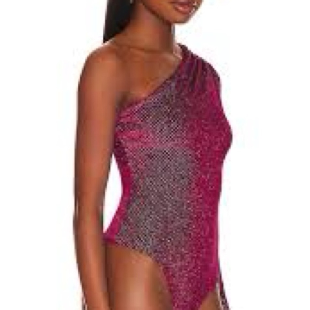 Lovers + Friends Red and Silver Bodysuit and skirt